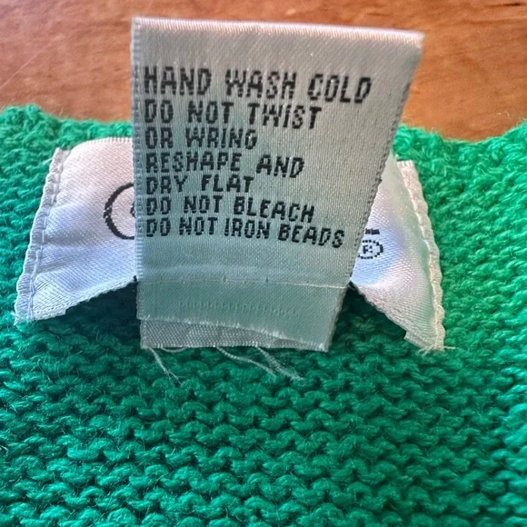 Cervelle Green Crochet Trim Whimsical Knit Sweater Ribbon Embroidered Floral L - Picture 7 of 15